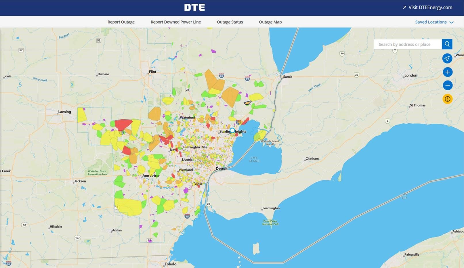 08302022 DTE Outage Map