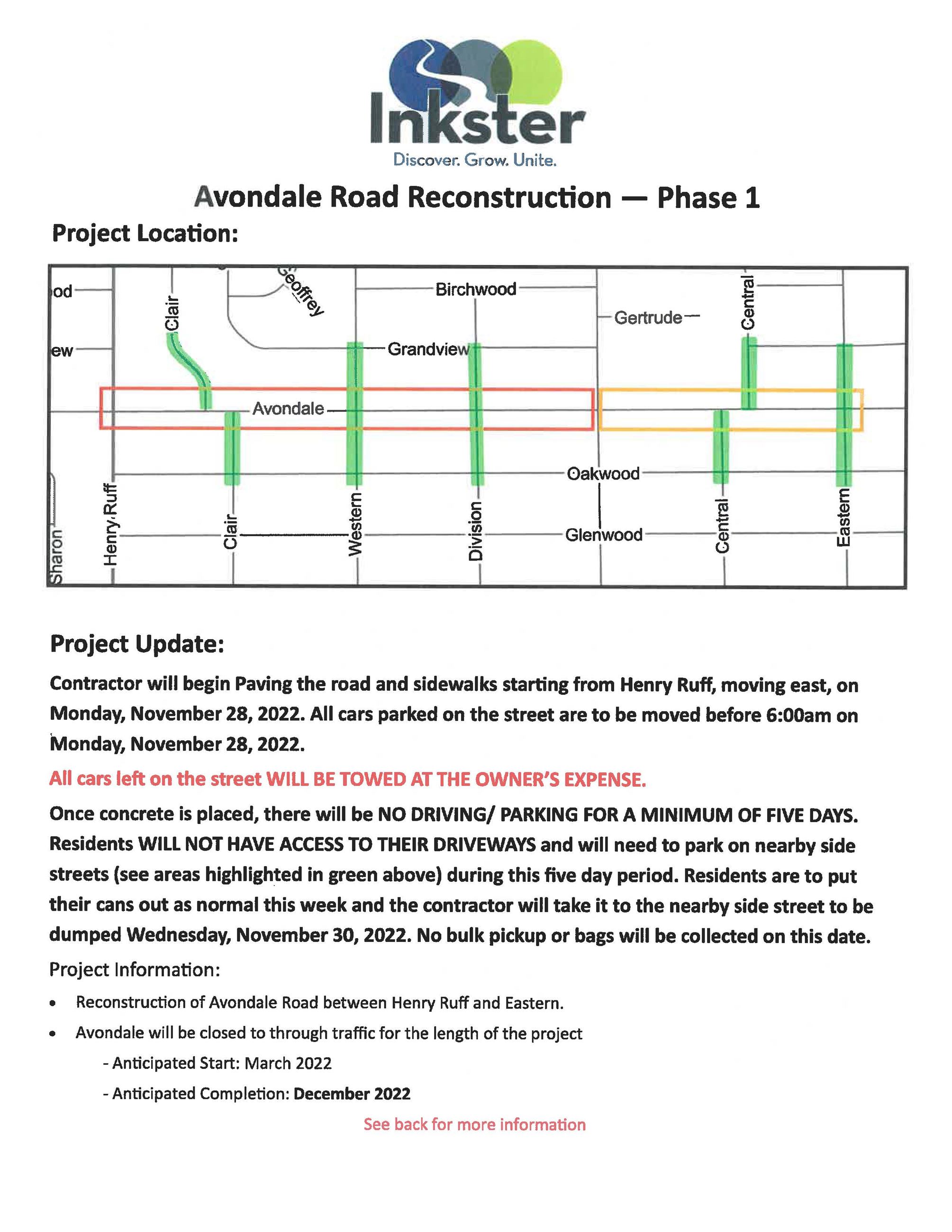 Avondale Construction Phase 1 Project Update_Page_1